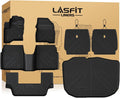 LASFIT All Weather Floor Mat Set for 2009–2019 Ford Flex & 2010–2019 Lincoln MKT – 3 Rows Custom Fit Floor Mats + Cargo Liner & Seat Back Protectors – Premium TPE Interior Full Coverage Protection