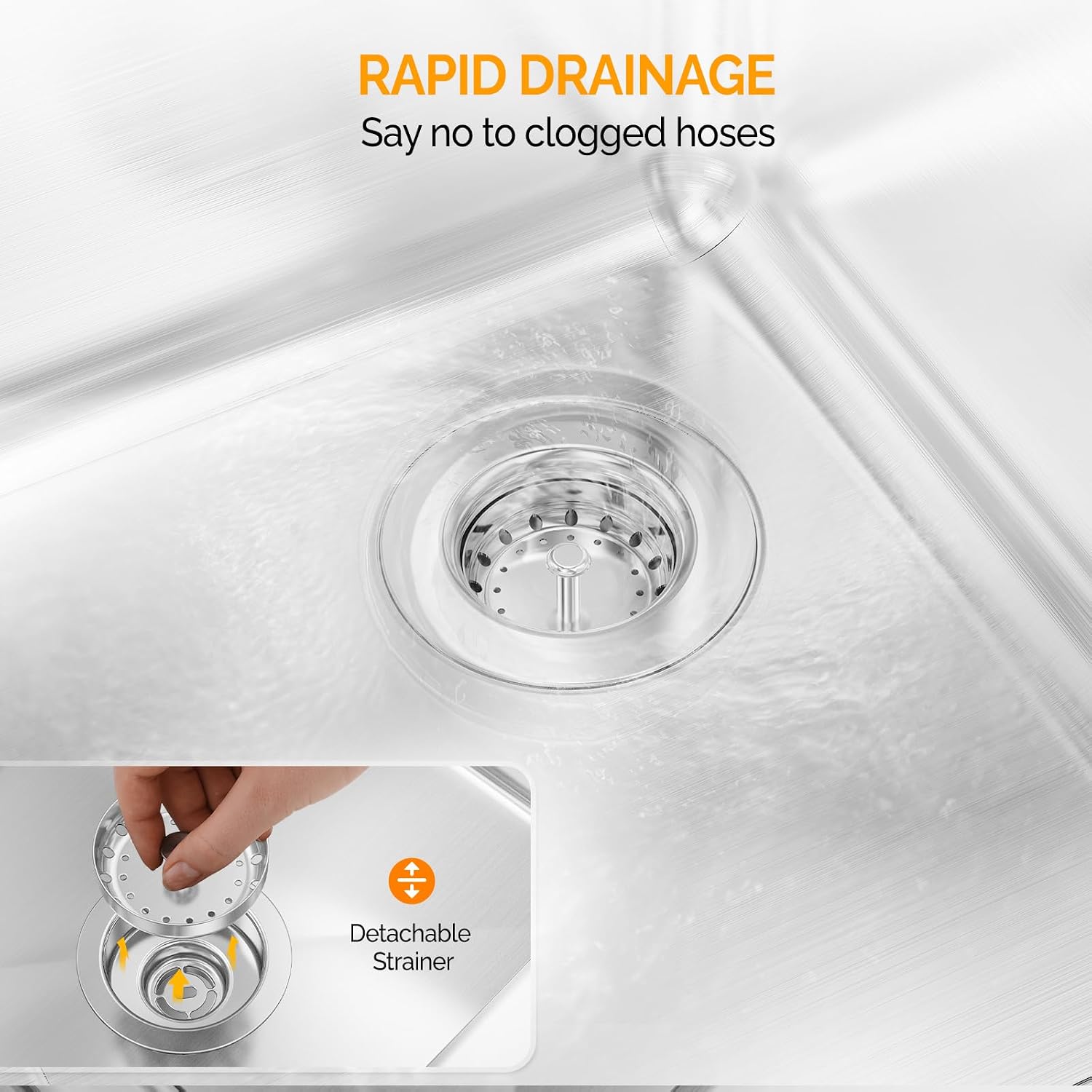 ROVSUN NSF 3 Compartments Bar Sink, Commercial Stainless Steel Underbar Sink with Double Drainboard, Freestaning Large for Kitchen, Bar, Laundry, Garage Use, 60 L x 33 W x 18.4 H