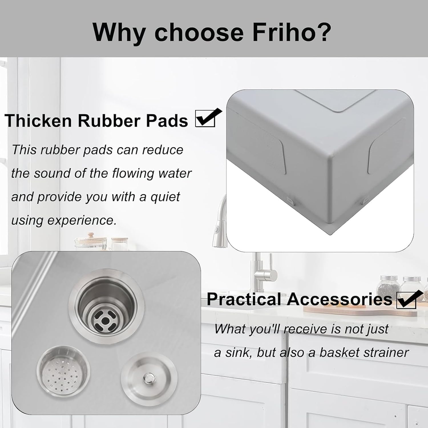 Friho 28 Inch Drop in Kitchen Sink, 28x18 Topmount Commercial Handmade 16 Gauge Single Bowl Stainless Steel Sink with Basket Strainer