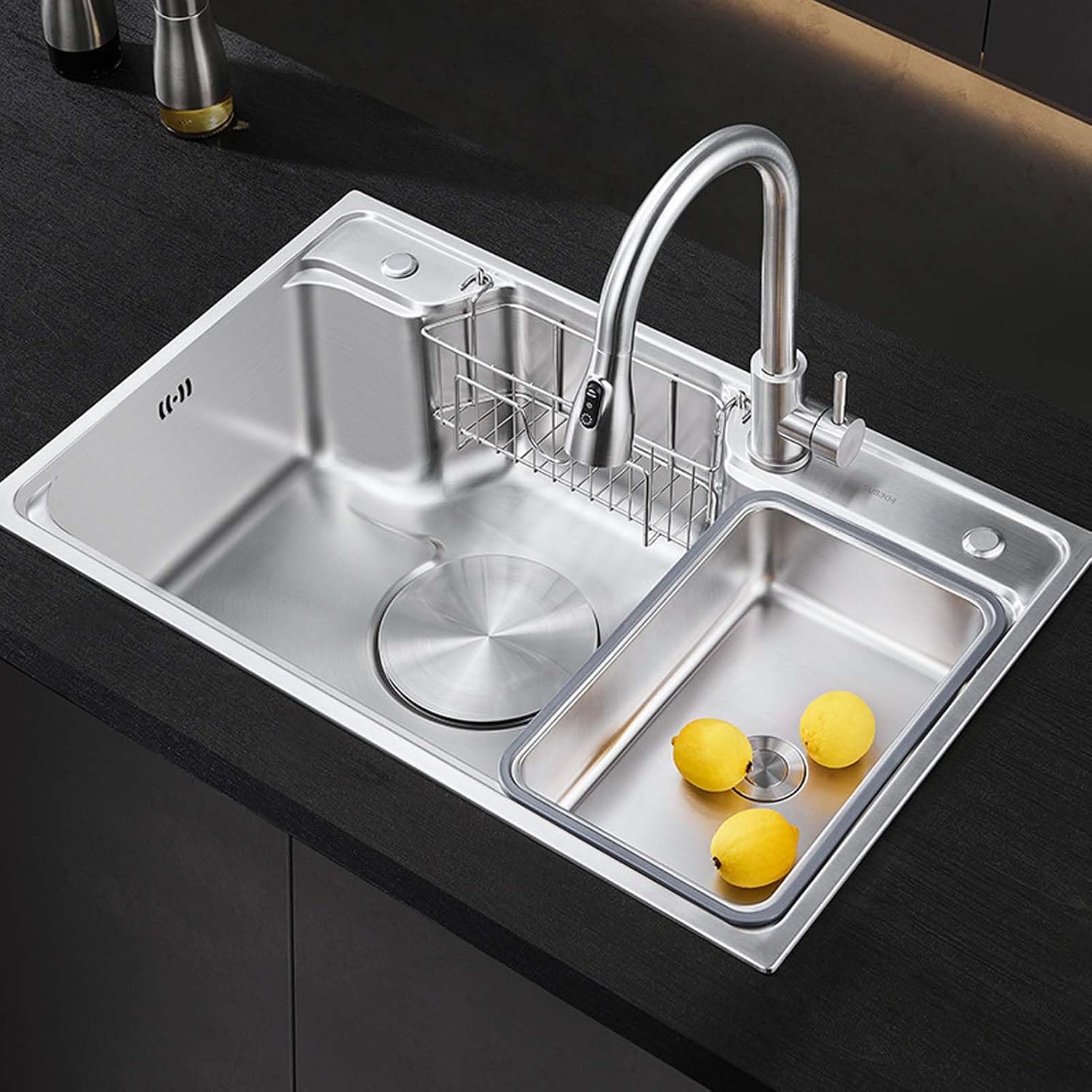 80x48cm Stainless Steel Kitchen Sink, Single Bowl Kitchen Sinks, Top Mount Kitchen Sink Drop-in, 3-Hole Farmhouse Workstation Sink for Laundry, Yard, Office(75x48cm