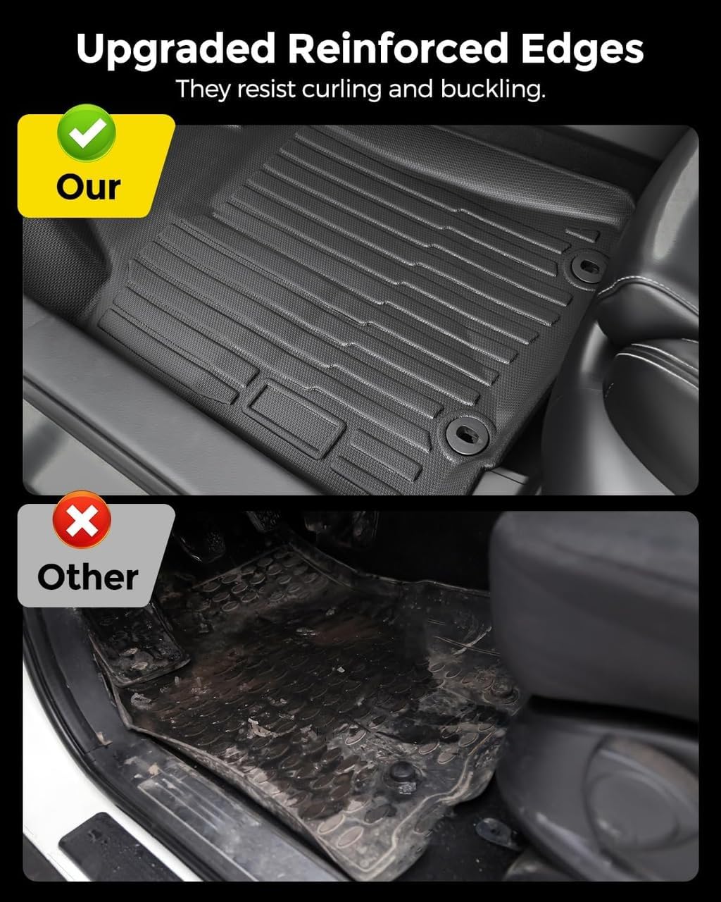Car Floor Mats for Nissan Kicks 2025 2026 4PCS Set, Only Raised Fixed Floor | All Weather Full Coverage Floor Liners Heavy Duty Waterproof Long-Lasting Kicks Accessories TPE Rubber Automotive Carpet