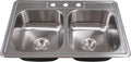 MSI Double Bowl 33 in. X 22 in. Stainless Steel Overmount Kitchen Sink