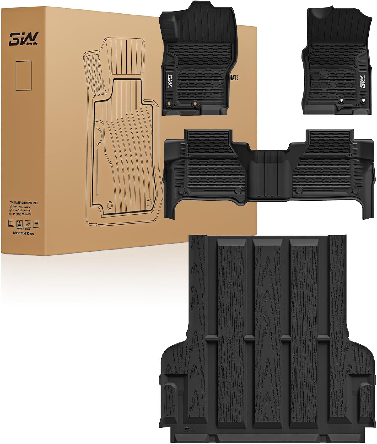 3W Floor Mats & Truck Bed Mat for Nissan Frontier 2025 2024 2023 2022 Crew Cab(NOT for 2nd with Under Seat Speaker), All Weather TPE Custom Fit Car Liner for Frontier