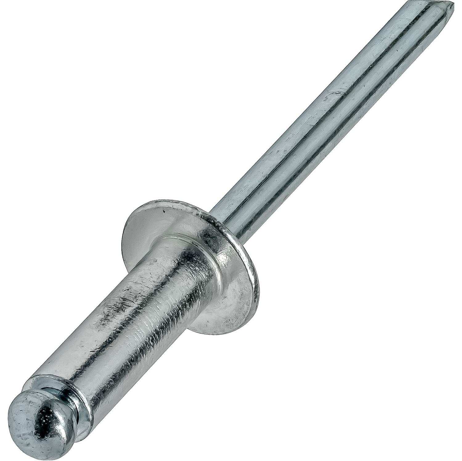 Pop Rivets 1/4' x 3/8' Aluminum Body Steel Mandrel Dome Head Blind Pack of 250 Fastener Set LS13186F