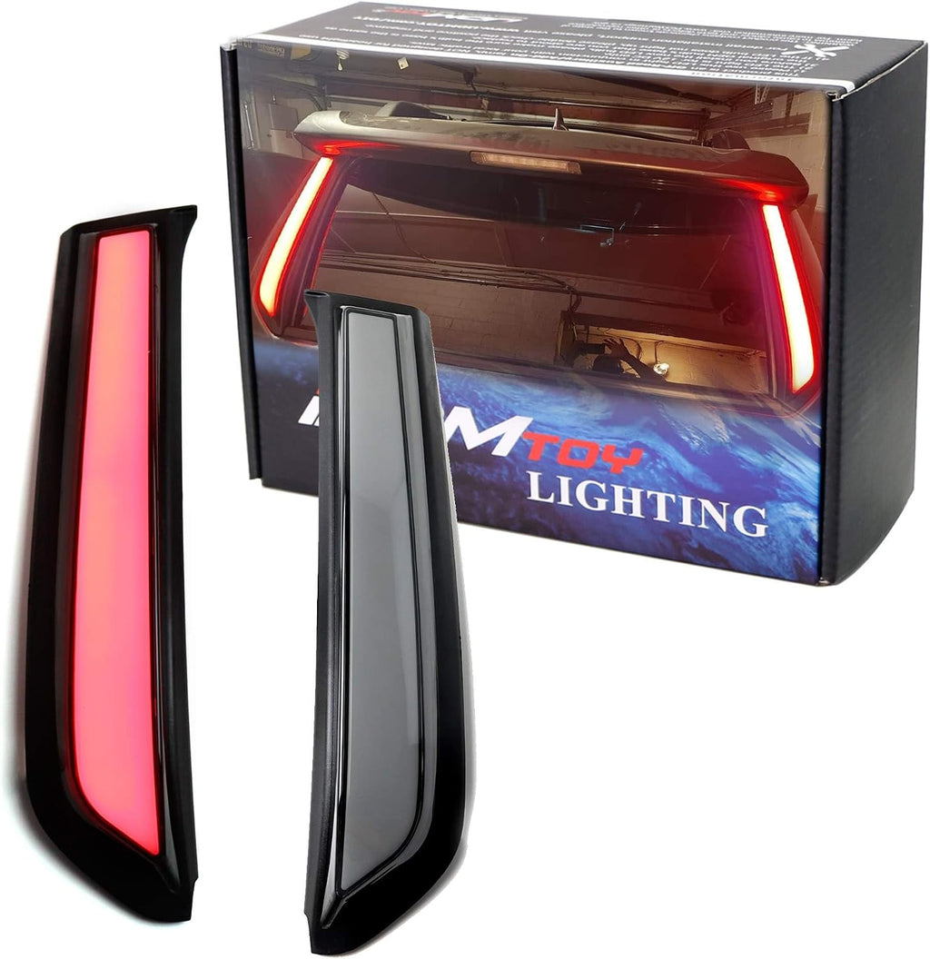 iJDMTOY Smoked Lens Full LED Rear Window Pillar Vertical Fit Tail/Brake Light Bar Kit Compatible With 2010-2024 Toyota 4Runner, Replace OEM LH/RH Rear Windshield Outside Liftgate Molding Trims