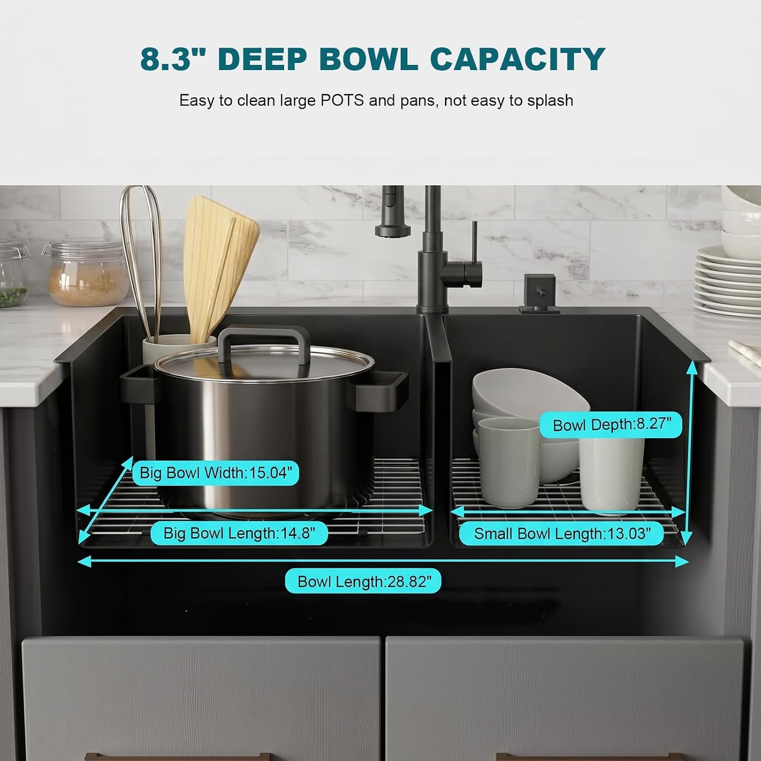 30.7'x16.9' Black Double Bowl Sink - 60/40, 20 Gauge Stainless Steel Topmount Kitchen Sinks, Nano-Coated Drop-In Kitchen Sink with Drain & Overflow (Gunmetal Gray)