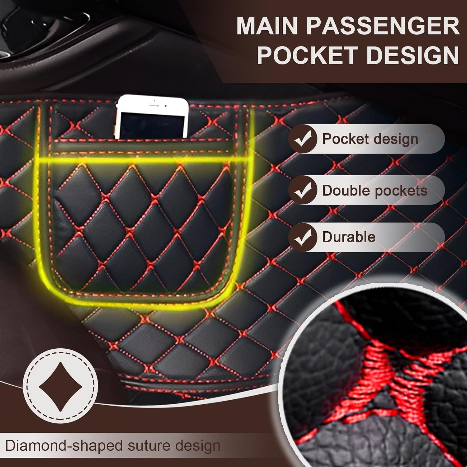 Car Floor Mats for Nissan Murano 2020-2023, Leather Luxury Floor Liner All Weather Protection Carpet. (Full Set/Cream Color)