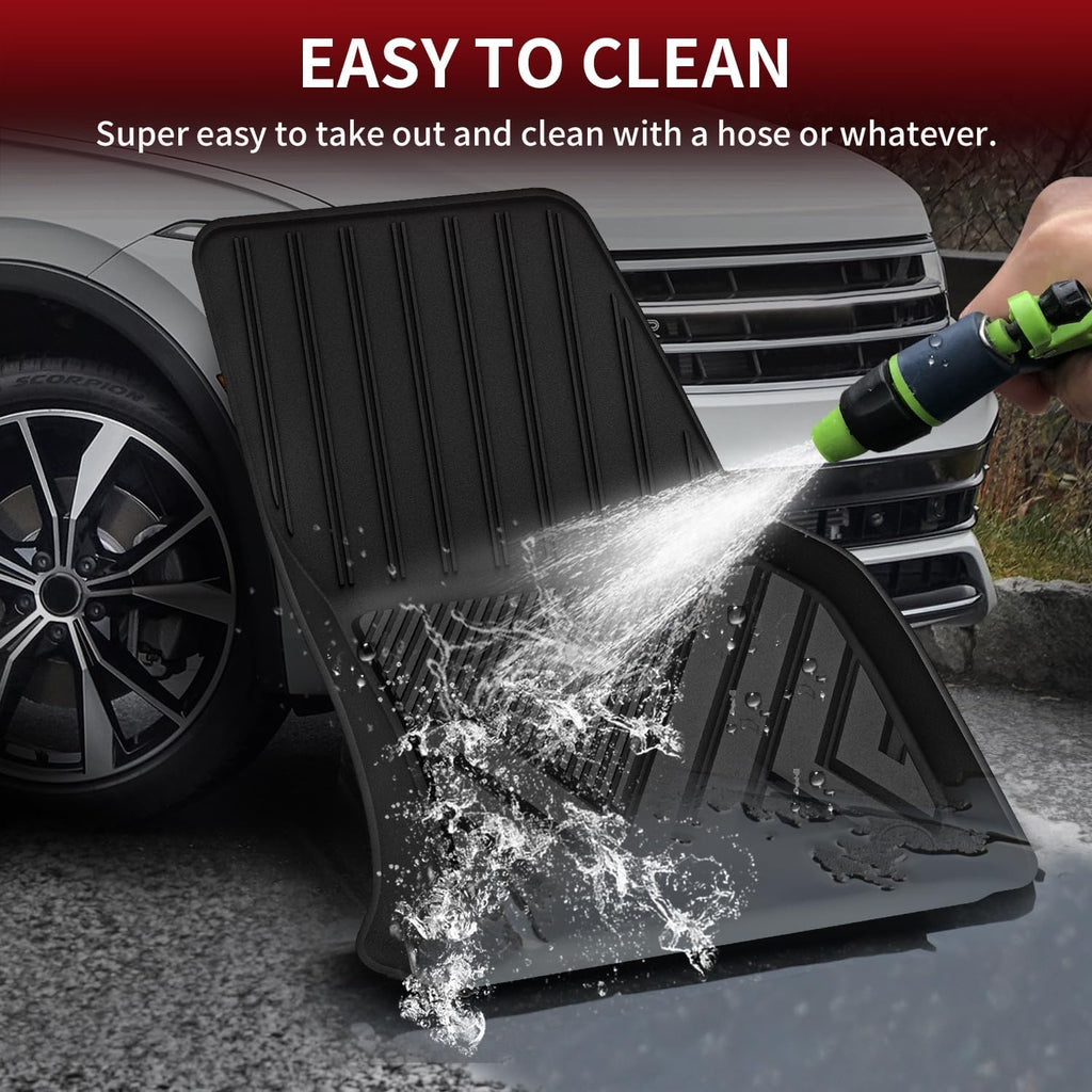 LASFIT Floor Mats for Volkswagen VW Tiguan 2018-2024(Fit 5 Seats), All-Weather Protection TPE 1st & 2nd Row Car Liners for VW Tiguan, Easy to Clean, Black