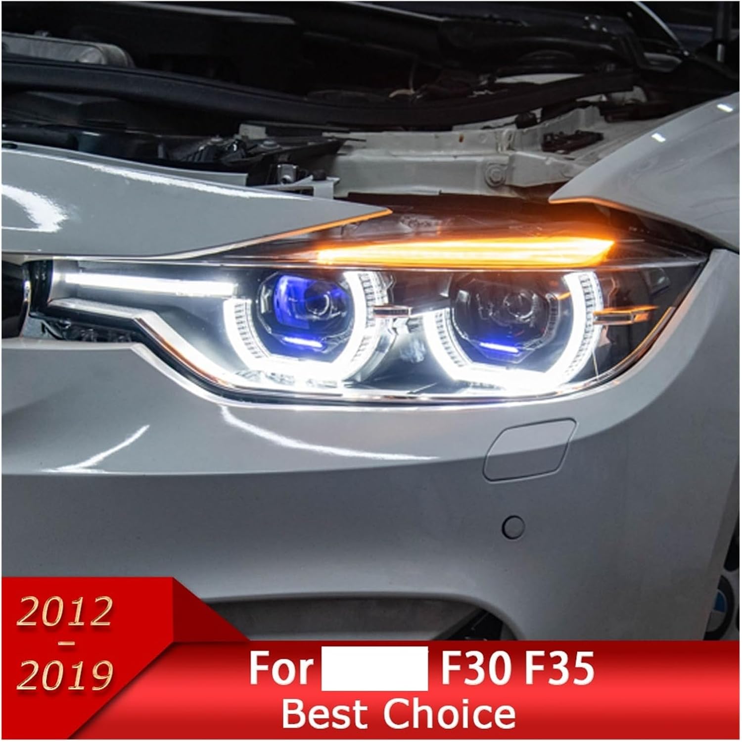 Car Light Compatible With BMW F30 F31 F35 2013-2019 3 Series LED Auto Headlights Assembly Upgrade Bifocal Lens Signal Lamp Tool Accessories(For Original Halogen)