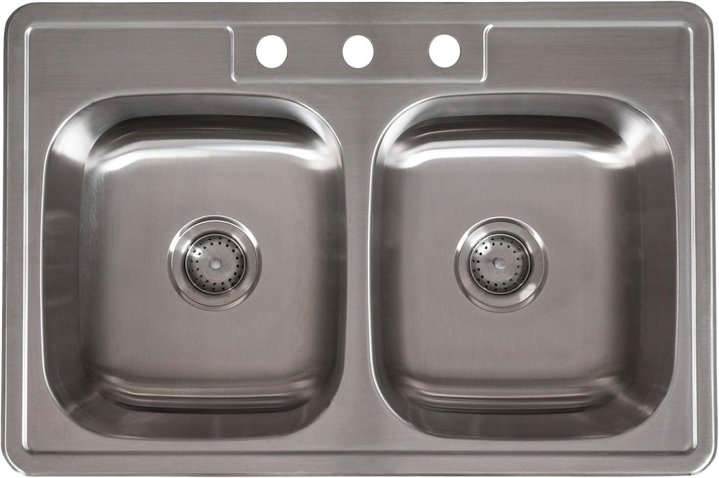 MSI Double Bowl 33 in. X 22 in. Stainless Steel Overmount Kitchen Sink