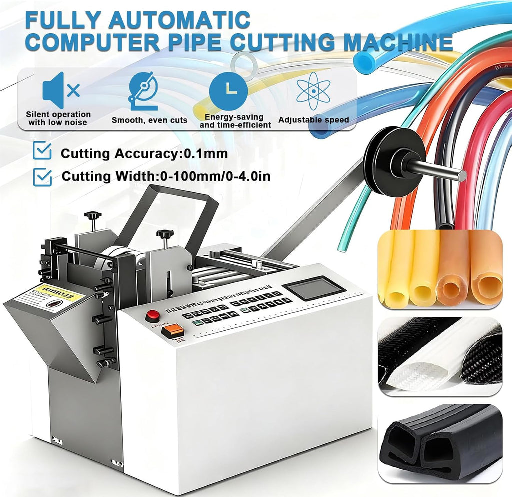 Auto Heat-Shrink Tube Cutter/Heat-Shrink Tube Cutter, 300w Power & 0.1mm Precision | Electric Tube Cable Pipe Cutter, Auto-Stop On Material Shortage, for Sleeve Rubber/Plastic Tube