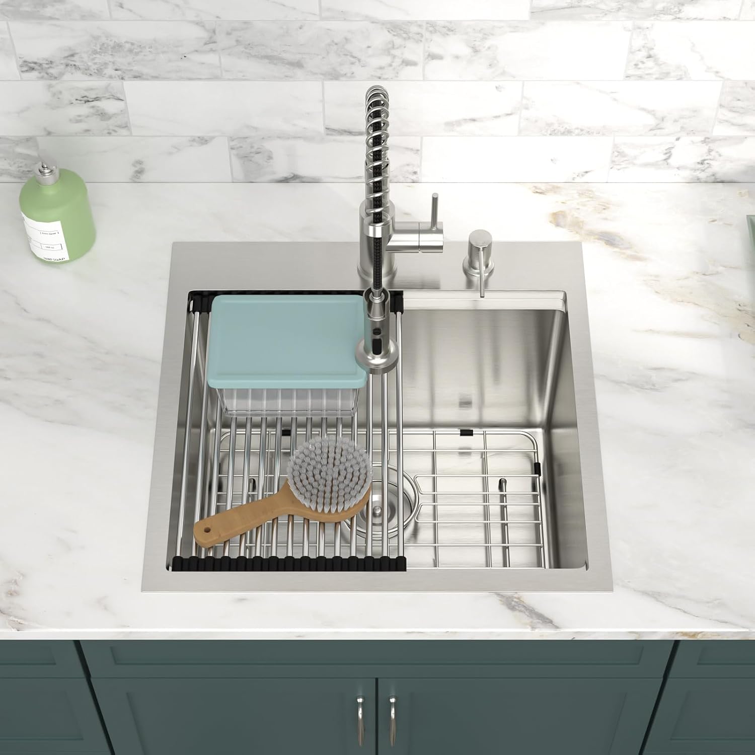 21x20 Inch Drop In Laundry Room Sink 12' Deep Kitchen Sink with Workstation Faucet Combo 304 Stainless Steel Single Bowl #LOF-L-DOE00127