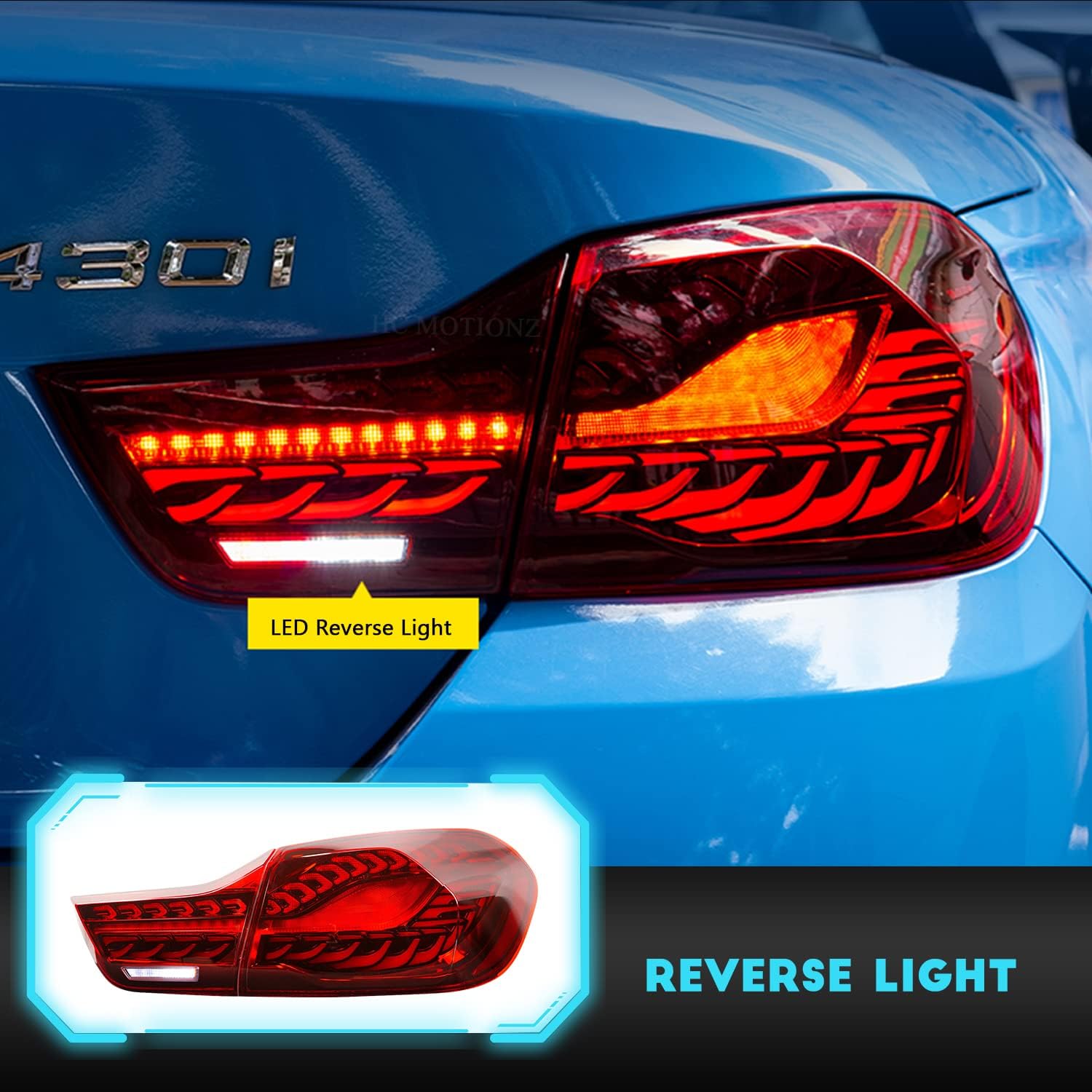HCmotion LED Tail Lights Assembly For BMW 4 Series M4 F32 F33 F82 F36 F82 F83 Sedan/Convertible/Coupe 2014-2020,LED Rear Lamps With Start-up Animation & Sequential Indicator (Red)