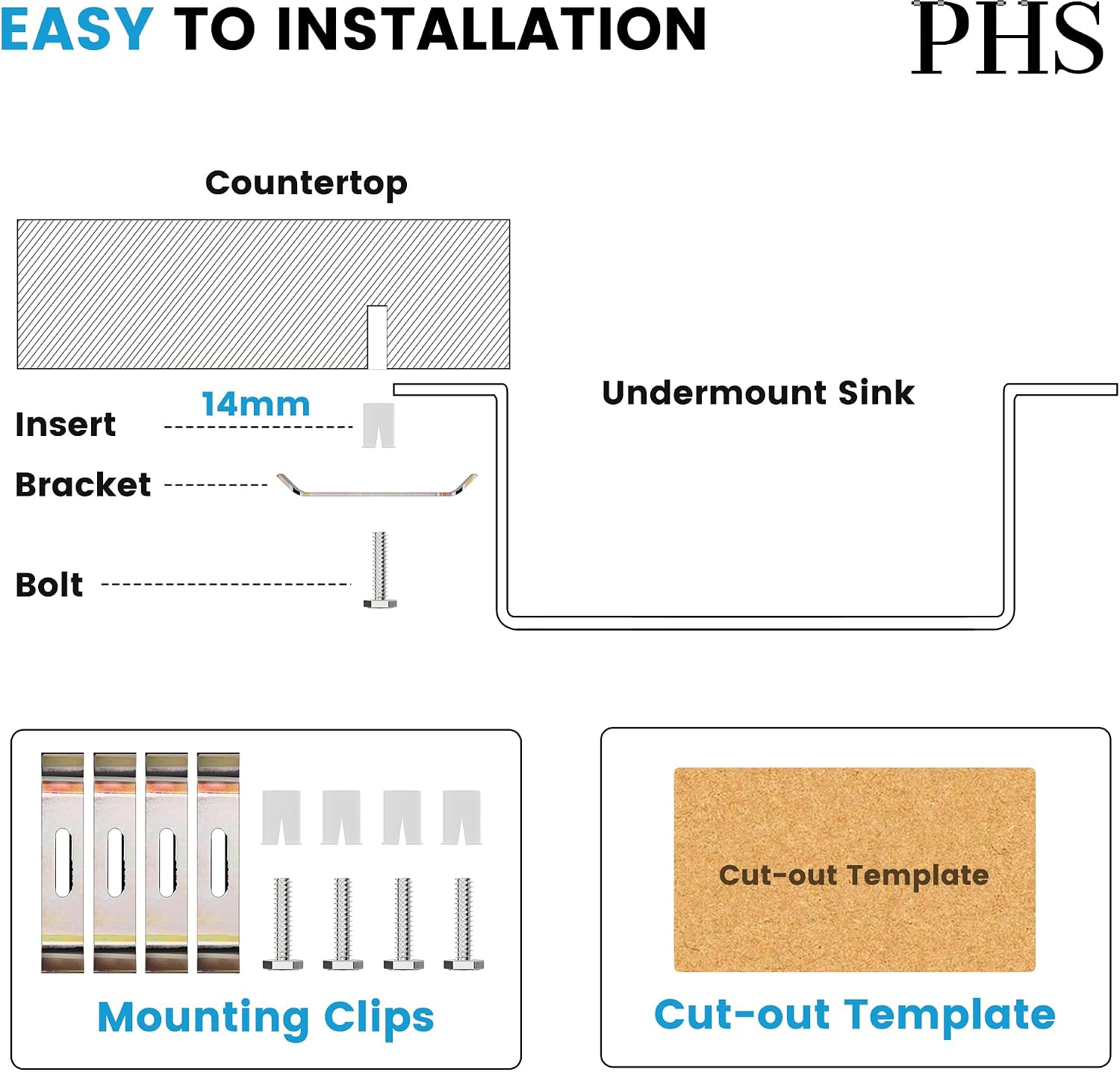 PHS 33-Inch Undermount -60/40 Double Bowl 16 Gauge Stainless Steel Kitchen Sink with Accessories, 9 Inch Deep Sinks with Brushed Finish