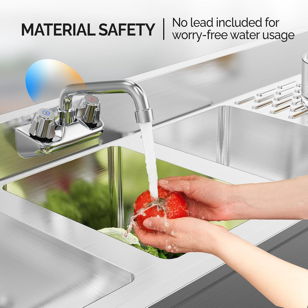 ROVSUN NSF 3 Compartments Bar Sink, Commercial Stainless Steel Underbar Sink with Double Drainboard, Freestaning Large for Kitchen, Bar, Laundry, Garage Use, 60 L x 33 W x 18.4 H