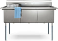 KoolMore 60 in. Three Compartment Commercial Sink, Bowl Size 18x24x14 in 18-Gauge Stainless-Steel, NSF Listed (KM-SC182414-N3)