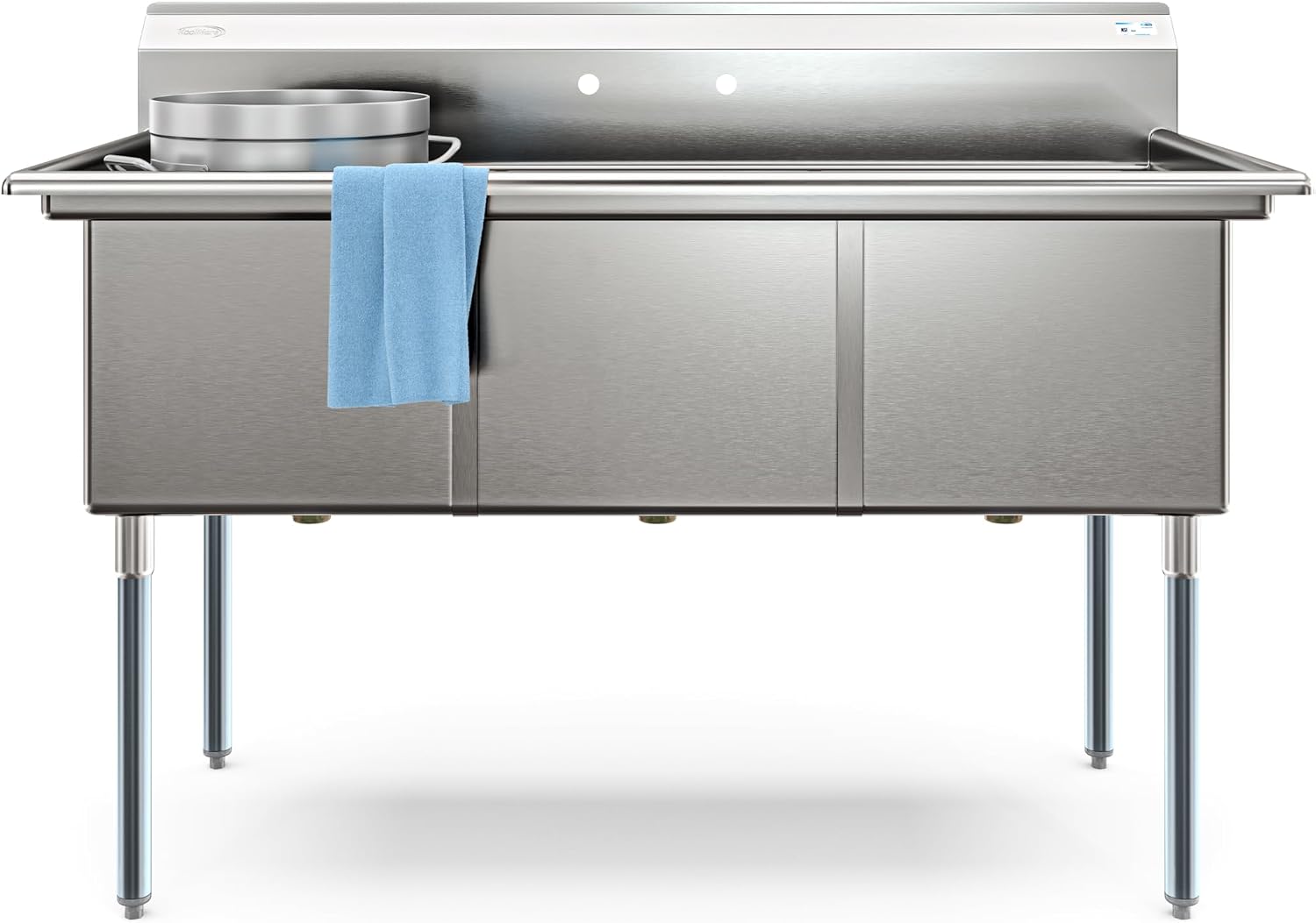 KoolMore 60 in. Three Compartment Commercial Sink, Bowl Size 18x24x14 in 18-Gauge Stainless-Steel, NSF Listed (KM-SC182414-N3)