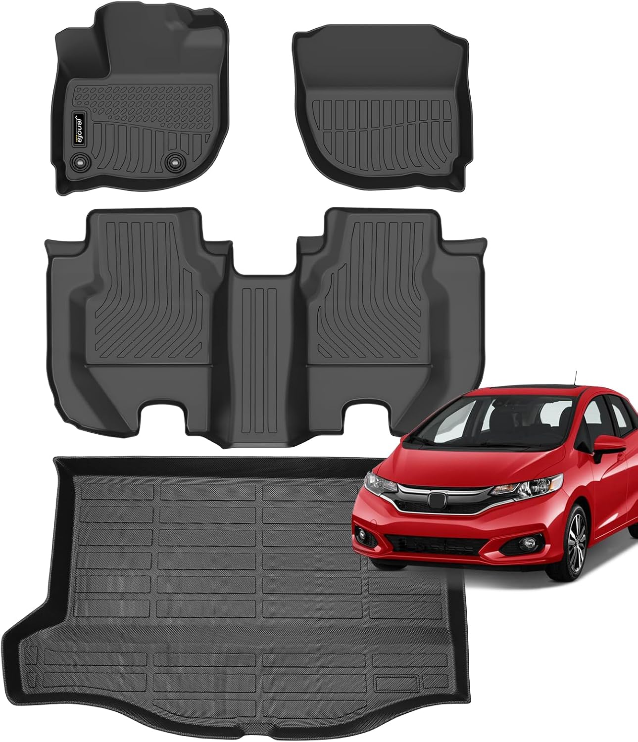 Jenofa-Floor Mats for Honda Fit 2014-2020 Cargo Mat Car Mats for Honda Fit All Weather Floor Liner Custom Fit Automotive Full Set Accessories
