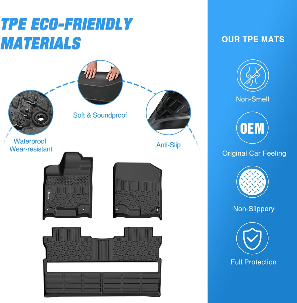 Nilight TPE Floor Mats for Honda Ridgeline Crew Cab 2017 2018 2019 2020 2021 2022 2023 2024 2025 2026 All Weather Custom Fit Heavy Duty Floor Liners