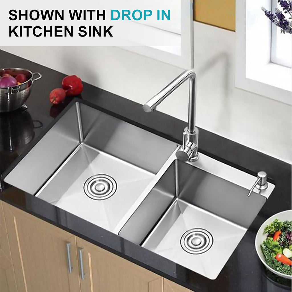 31' x 18' Silver Double Bowl Kitchen Sink, Drop-in/Topmount Overmount Kitchen Sinks with 304 Nano-Coated and Drainage Pipes & Fruit Basket