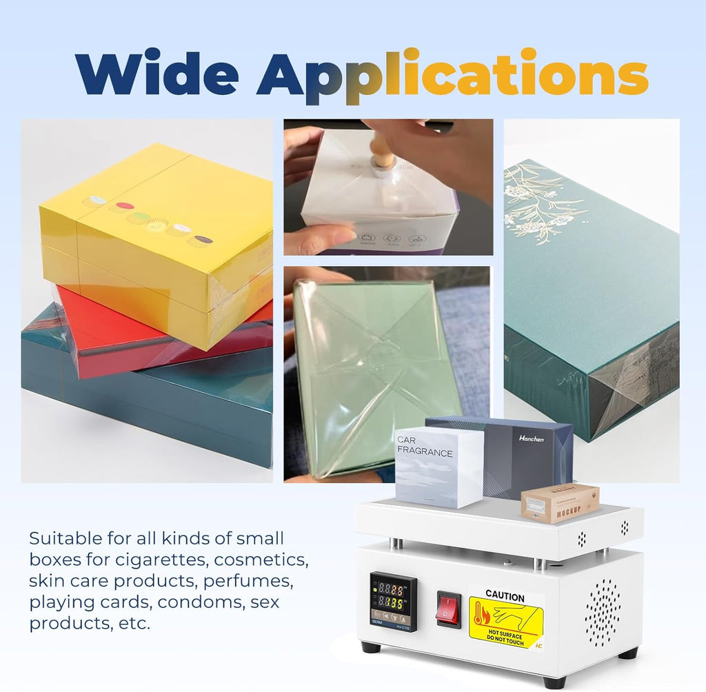 Hanchen Cellophane Wrapping Machine Manual Cellophane Overwrapping Machine Desktop Heating Sealing Machine for BOPP Perfume Cosmetics Poker Box PVC Heat Sealer Film (LS12-200)