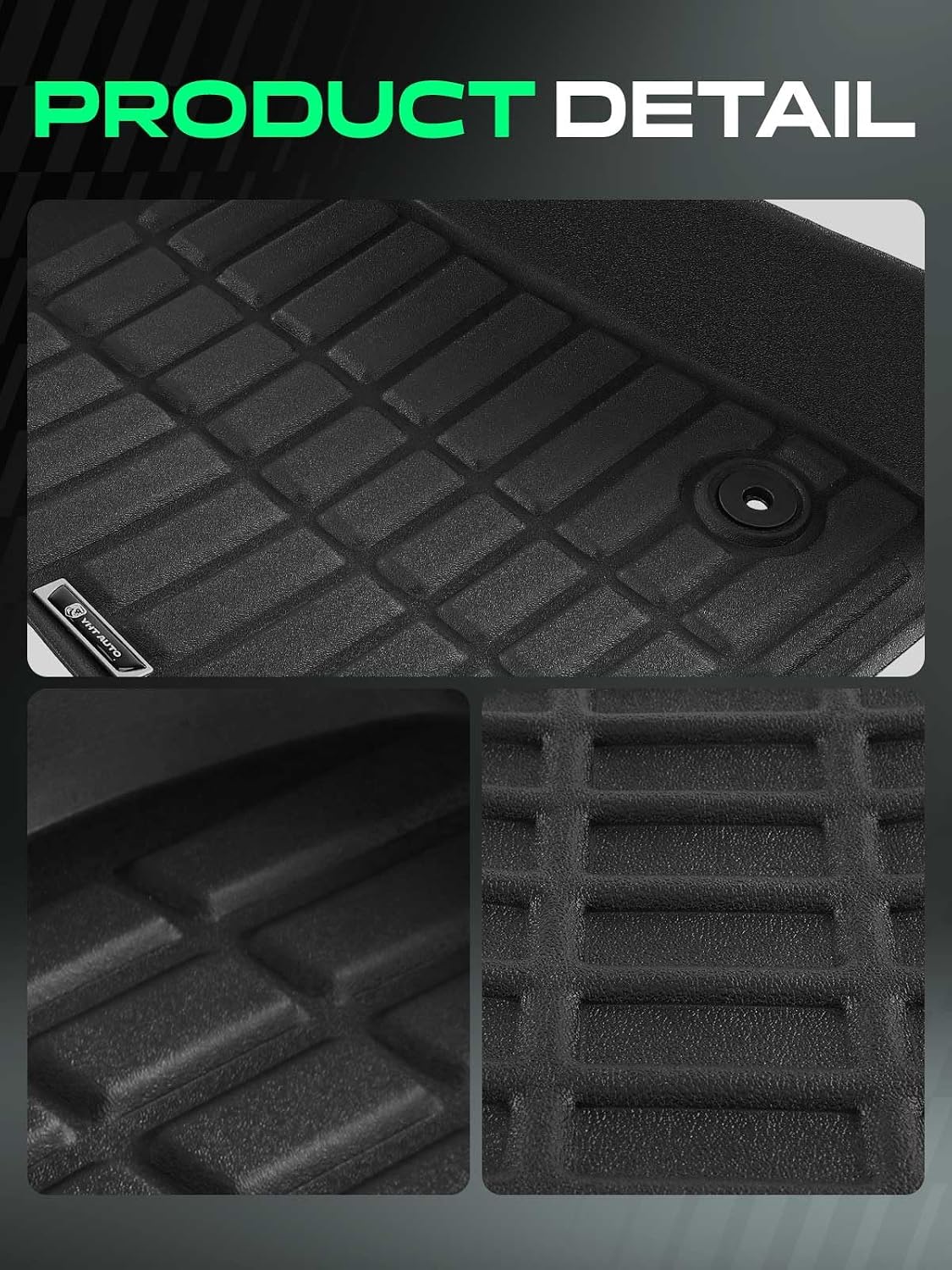 YHTAUTO Automotive All Weather Floor Mats Compatible with Cadillac ATS 2013-2014, TPE Floor Liners All-Weather Protection Custom Fit, 1st & 2nd Row, Set of 3 Black