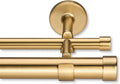 MODE Cambria Designer Series - Premium 6 foot Custom Double Curtain Rod - 1-1/8 inch Large Diameter - Non-Adjustable for a Seamless Look - Premium Designer Brackets and End Caps - Brushed Gold Finish