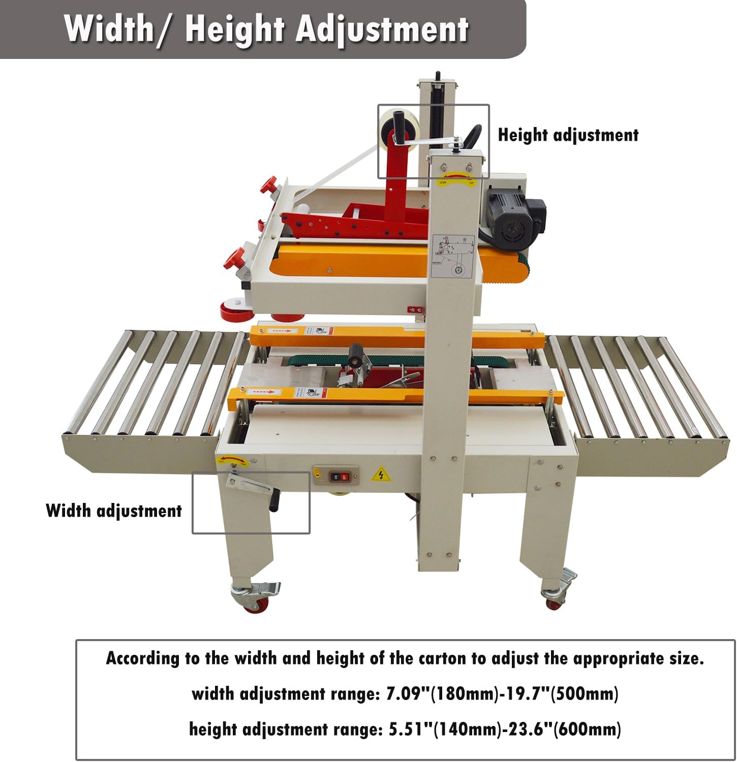 INTSUPERMAI Tape Sealer Machine Carton Sealing Packaging MachineContinuous Auto Paper Box Case Packing Sealer Left to Right Side Drive 110V