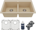 Karran QT-810 33' Top Mount Double Equal Bowl Quartz Kitchen Sink Kit in Bisque