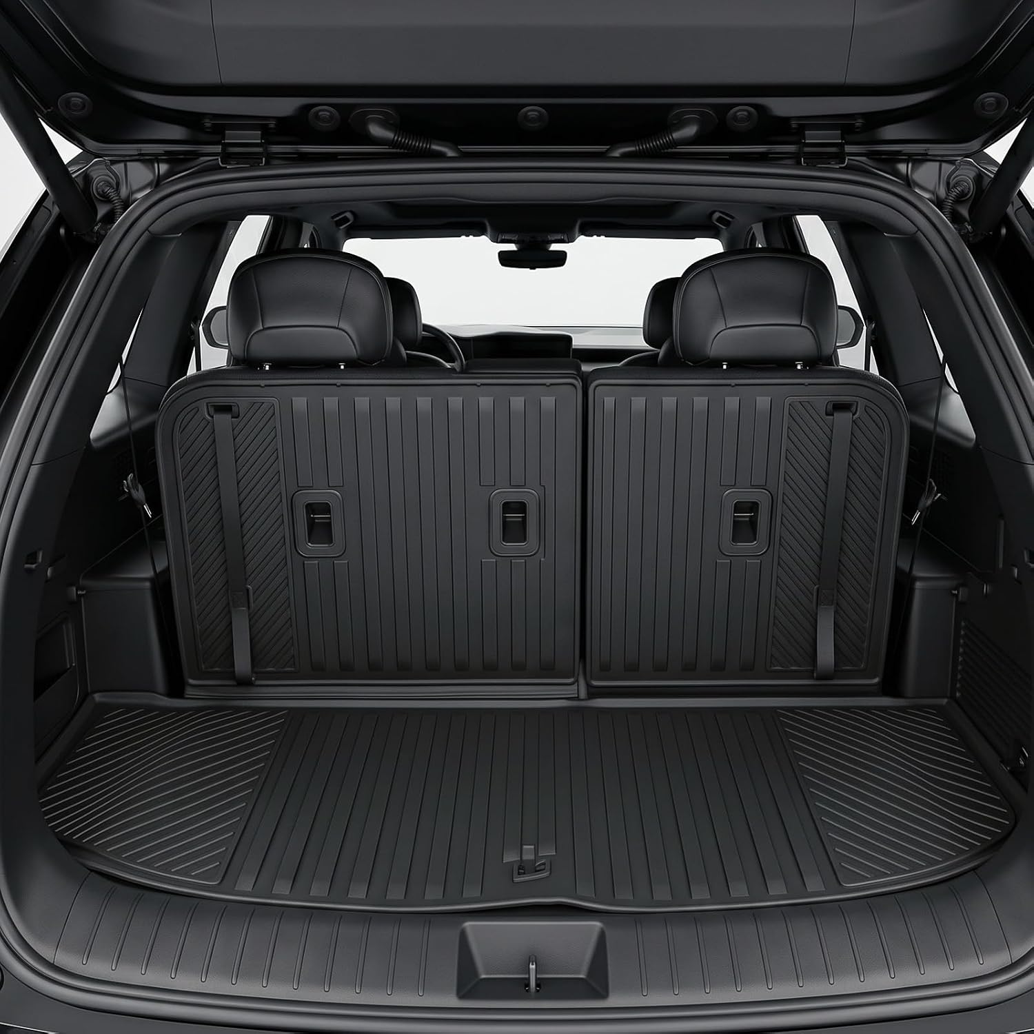 Auxko All Weather Floor Mats Cargo Mat with Backrest Mat for Kia Telluride 7&8 Seats 2020-2025 TPE Liners Accessories Guard Odorless Anti-Slip Floor Liners & Trunk Liner with Back Seat Protectors