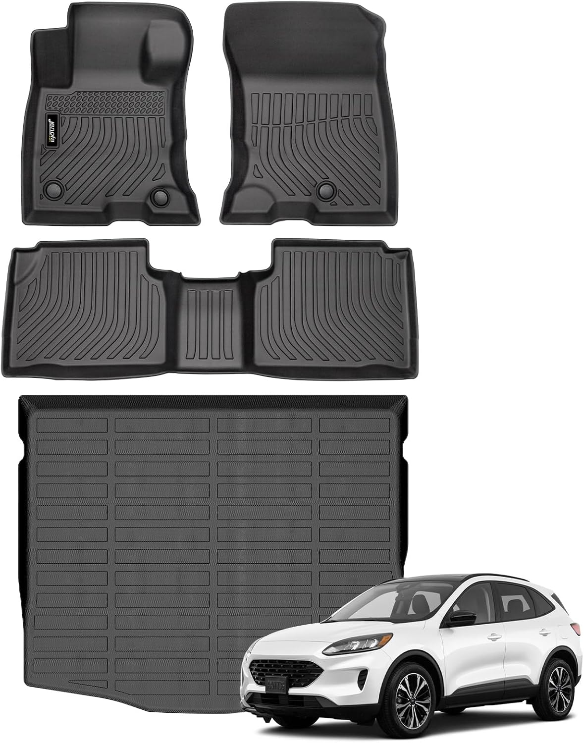 Jenofa-Floor Mats for 2020-2026 Ford Escape Hybrid All Weather Car Mats Cargo Mat Set Waterproof Durable Floor Liners Custom for Escape Hybrid Accessories 2025