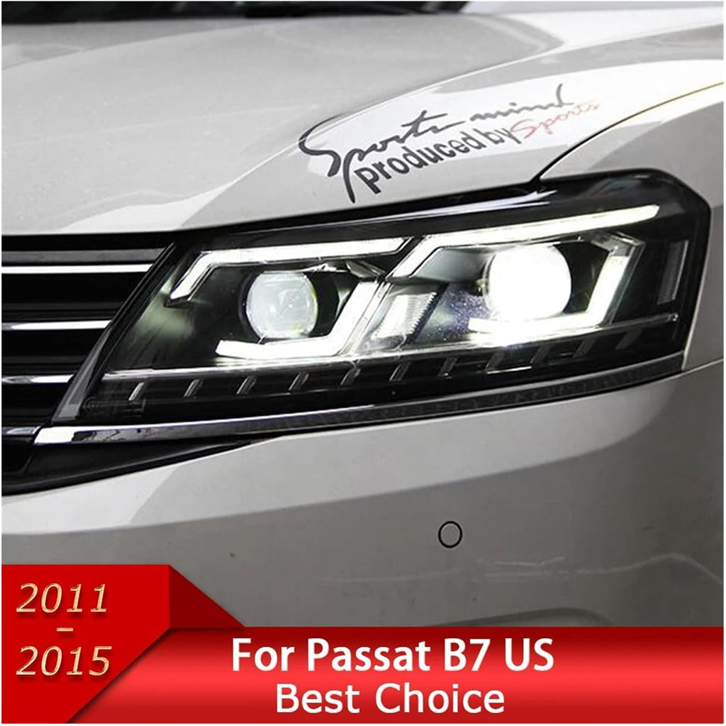 Car Lights Compatible With Passat B7 US Version 2011-2015 LED Auto Headlight Assembly Upgrade Bifocal Lens Dynamic Signal Lamp Accessories
