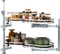 DWVO Corner Cabinet Organizer, 2-Tier Blind Corner Pull Out with 270° Rotating Shelf, Right Swing Tray, Heavy-Duty Iron, Easy-Install Template, 32.7'x17.3'x21.3', Gray
