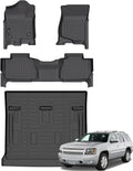 Jenofa-Floor Mats for Chevy Tahoe/GMC Yukon(Not XL)/Cadillac Escalade 2007-2014 All Weather Automotive Floor Mat Waterproof Durable Liners Custom Car Mat for Chevrolet Tahoe Accessories Black