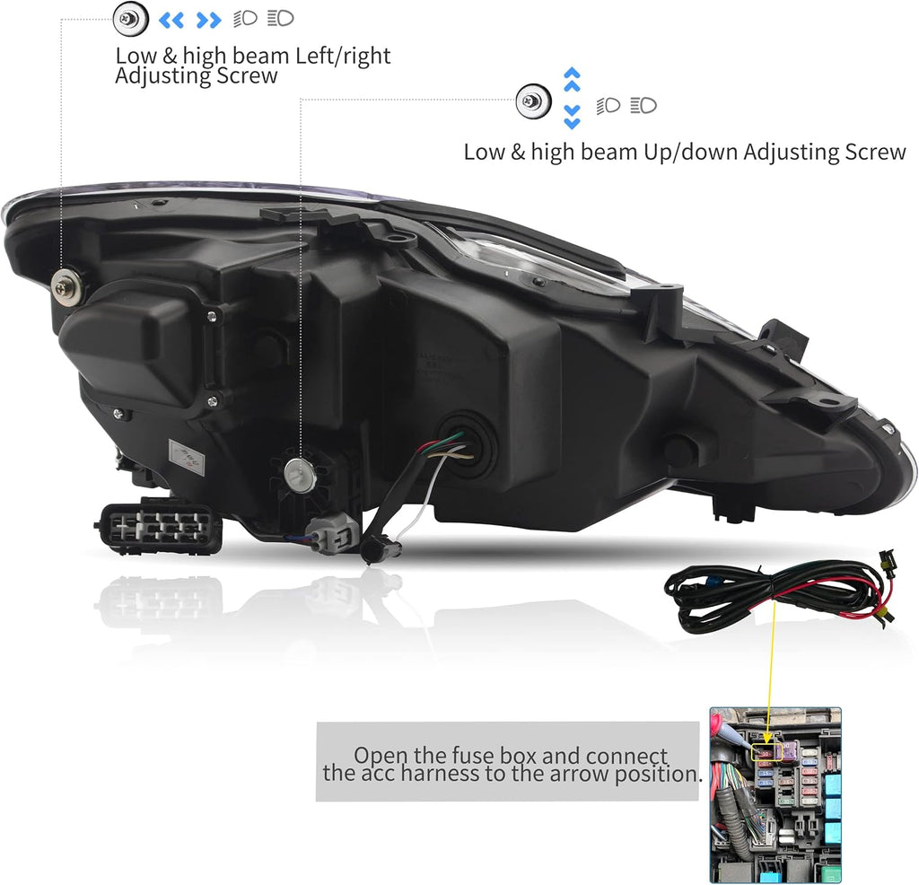 VLAND Headlights and Tail lights Fit for Lexus IS250 IS350 IS22d 2006-2012, ISF 2008-2014 4-Door, Clear+ Red