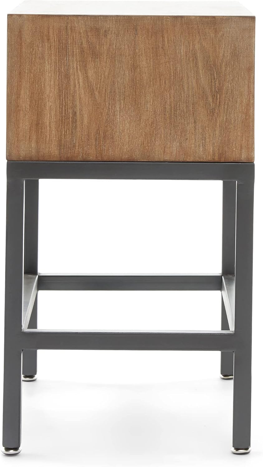 Tommy Hilfiger Hayworth Side Table, Mirrored Storage Drawer with Wood Overlay, Wooden Frame, Metal Base, Ideal in Small Spaces, EndTable, BedsideTable, Nightstand for Living Room or Bedroom, Ash Gray