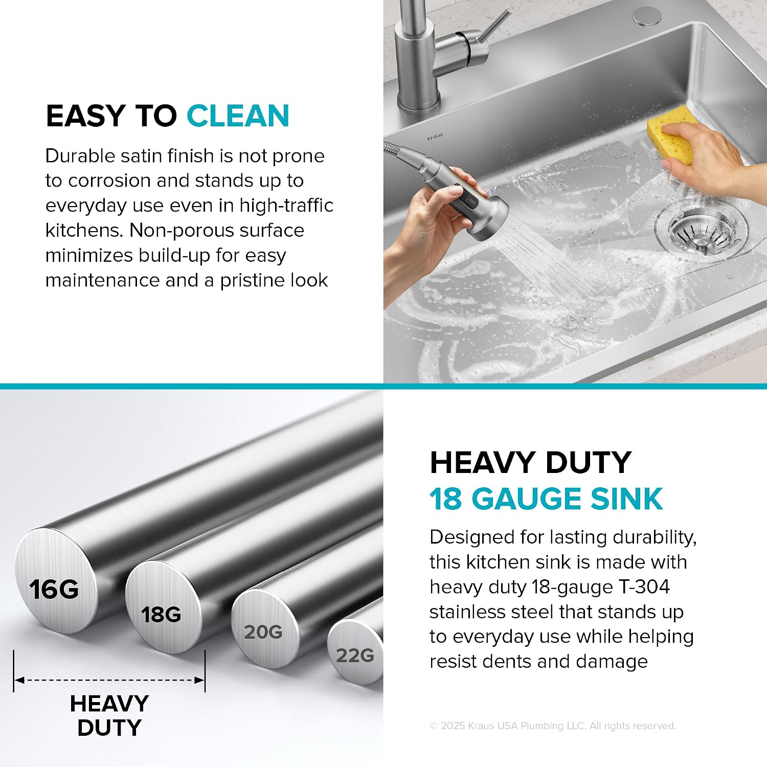 KRAUS Fairlane 33-inch ADA Compliant Drop In/Top Mount Single Bowl 18-Gauge Stainless Steel Kitchen Sink, KHT640-33-5.5