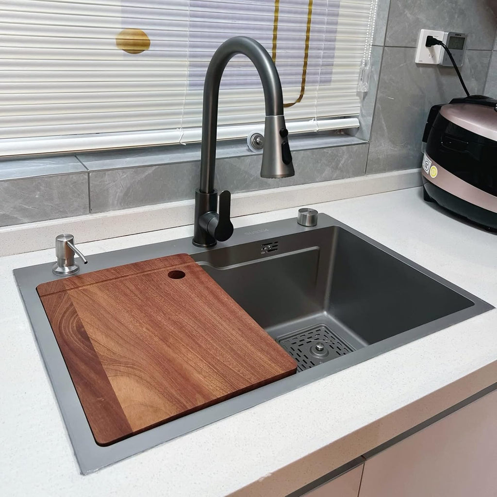 Kitchen Sink 304 Stainless Steel Bar Prep Sink Home Single Bowl RV Sink with Drain Kit Drop in Or Undermount (Color : A, Size : 68x45x22cm) (A 68x45x22cm)