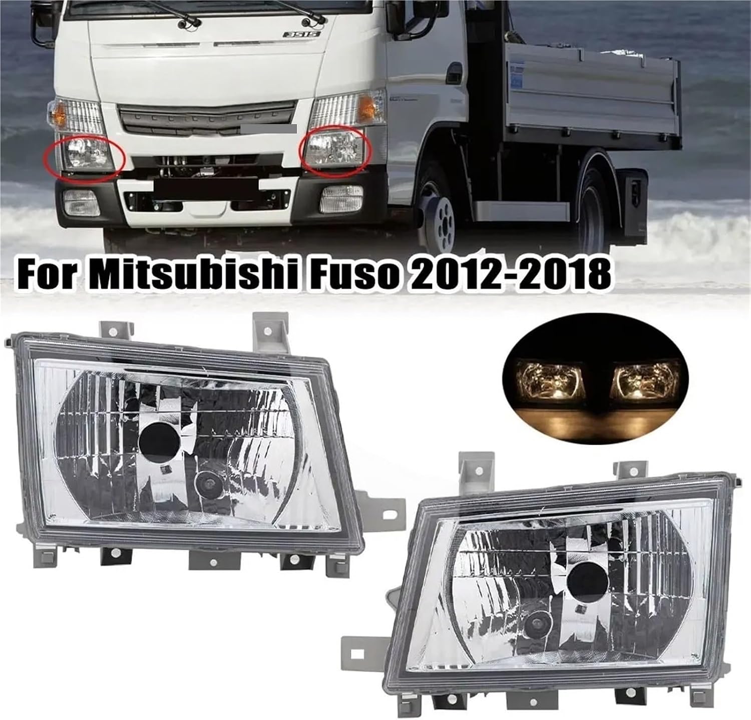 Compatible with Mitsubishi-Canter FUSO FE FG 2012-2018 Car Fog Light Turn Signal Headlights Indicator Lamp Assembly W/bulb(Left Side)