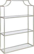 Kate and Laurel Ciel Glam 3-Tier Scalloped Wall Shelf, 20 x 30, Silver, Modern Shelving with Glass Tiers