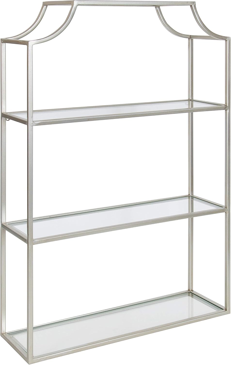 Kate and Laurel Ciel Glam 3-Tier Scalloped Wall Shelf, 20 x 30, Silver, Modern Shelving with Glass Tiers