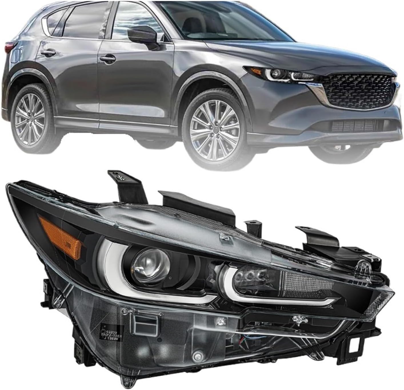 FULL LED No AFS Light Headlight Compatible With Mazda CX-5 2022 2023 2024 Car Front Lamp LED Headlight Assembly No DRL Car Accessories(Right)