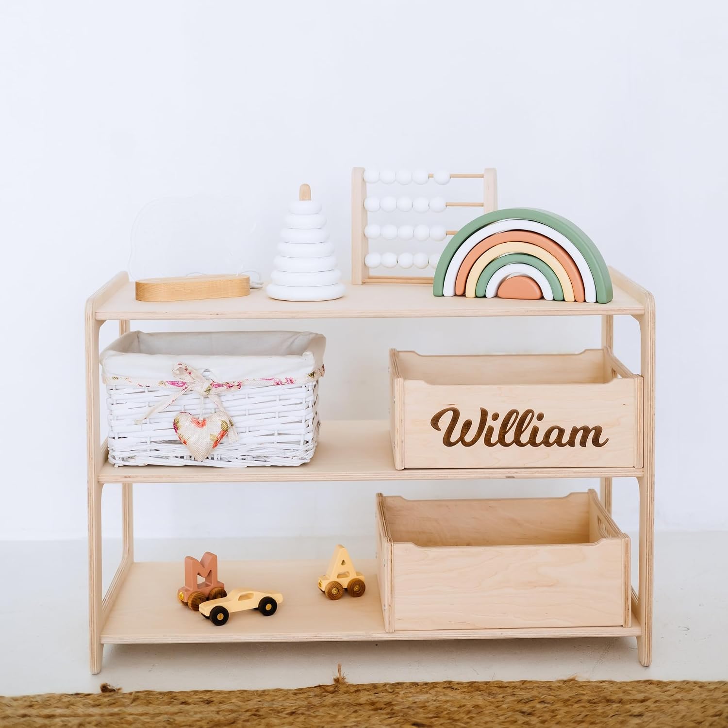 Montessori Bookshelf + Small Toy Shelf + Corner Toy Shelf, Wooden Shelf, Kids Bookcase, Toy Storage, Kids Furniture, Montessori Shelf (Toy Shelf + Corner)