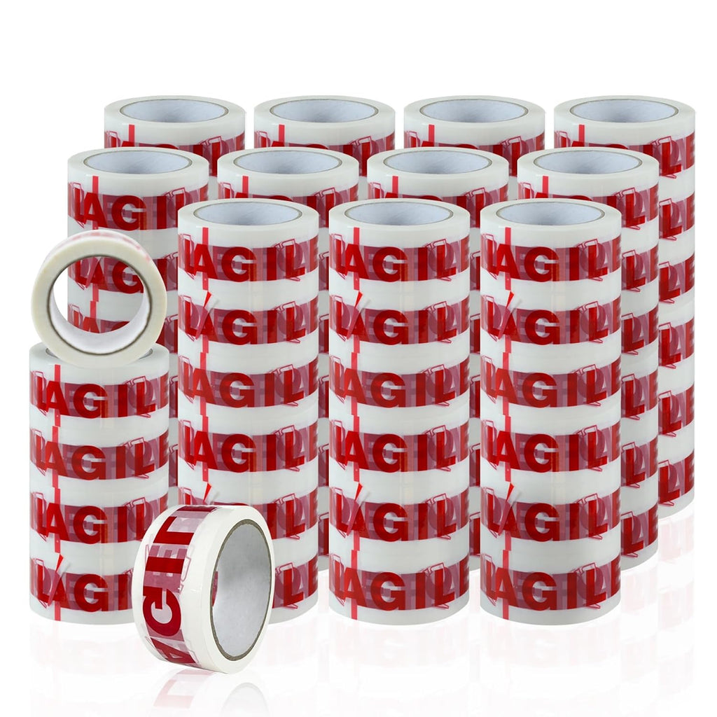 Fragile Tape Handle with Care Packing Tape 72 Rolls 2.4 Mil 2 Inch x 330 Feet (110 Yards) Heavy Duty Shipping Box Sealing Tape Suitable for Shipping and Moving Boxes (Red Fragile and White)