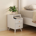 AQIMUELE Wood Nightstand, White Nightstand with 2 Drawers, Bedside Table for Bedroom
