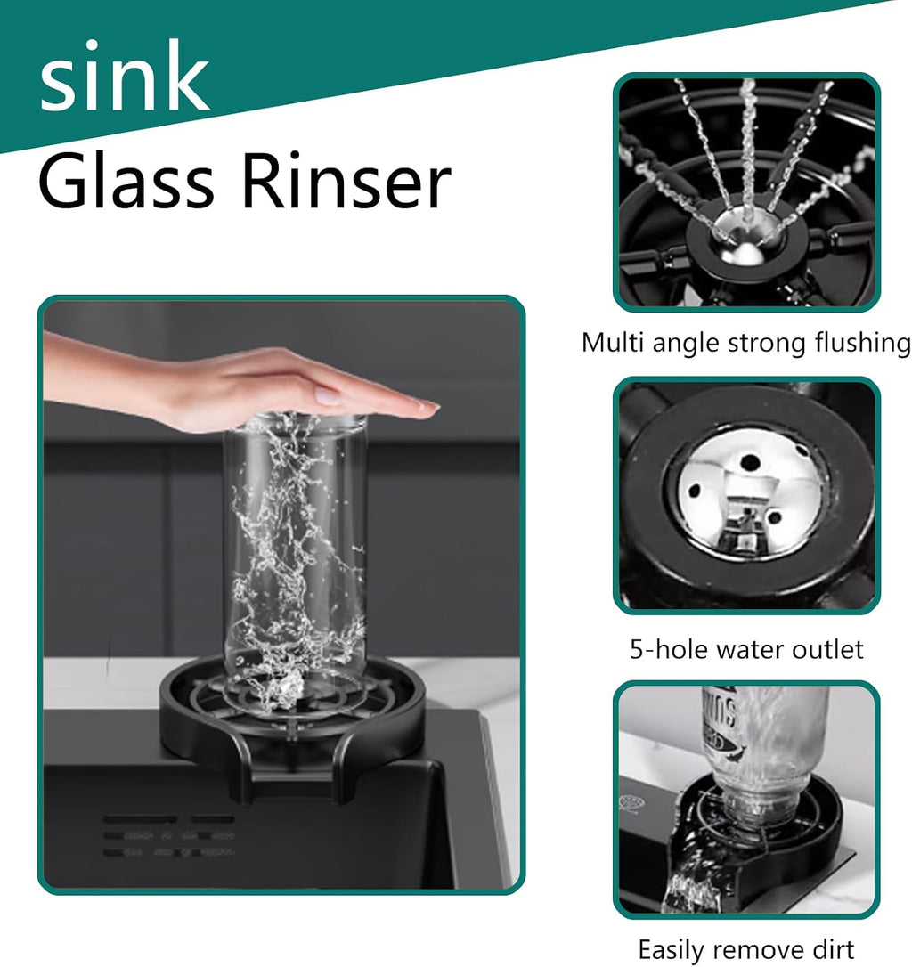 Black Kitchen Sink with Faucet, Top Mount/Drop-In 3 Hole Single Bowl Stainless Steel Sink with Cup Washer, Soap Dispenser, Drainage kit for Bar, Kitchen, Balcony (19.7 * 17.7in)