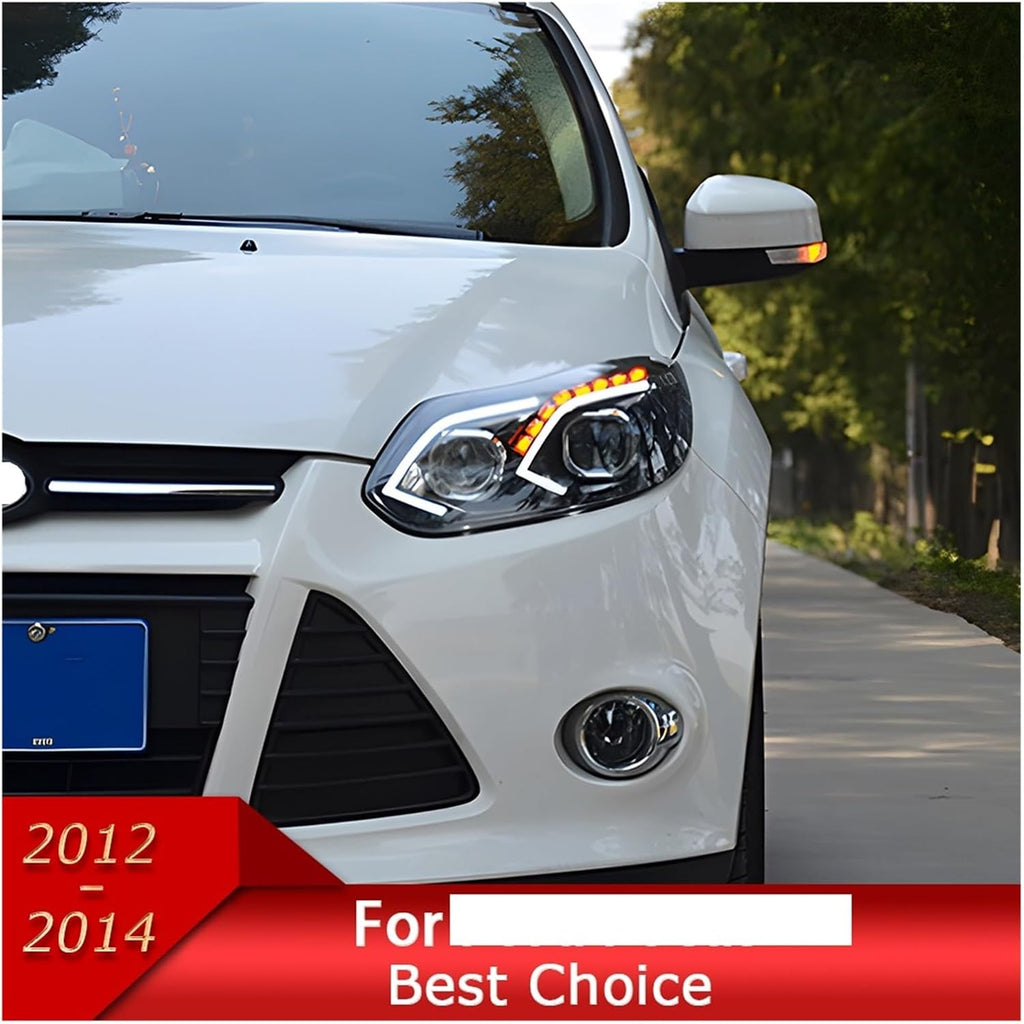 Car Lights Compatible With Focus 2012-2014 LED Auto Headlight Assembly Upgrade E-Class Design Bifocal Lens Signal Lamp Tool Accessories