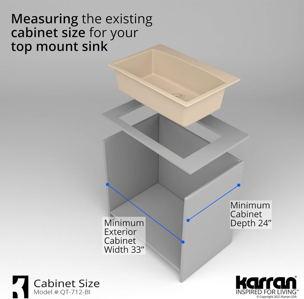 Karran QT-712 Drop-In Quartz Composite 33 in. 1-Hole Single Bowl Kitchen Sink in Bisque