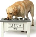 GTW Elevated Dog Bowl Stand for Large Dogs - Customized Feeding Station with Storage & Stainless Steel Bowls (Large, Grey)