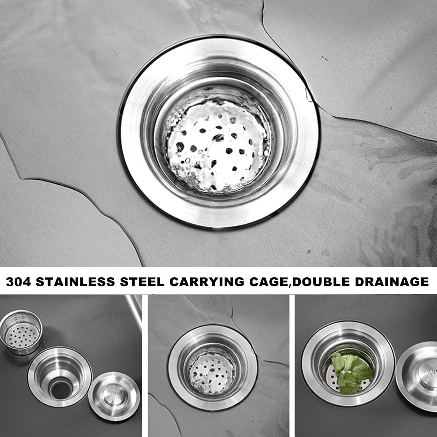 Black Nano Single Bowl Kitchen Sink 304 Stainless Steel Bar Sink Household RV Sink with Pull-Out Faucet and Drainage Assembly Top Mount Or Under Mount (Color : Black, Size : 72x45x20cm) (Black 50